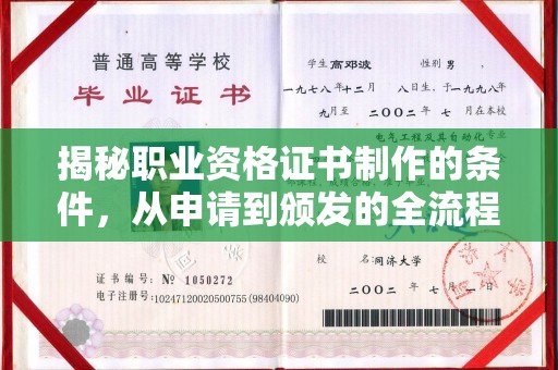 平溪揭秘职业资格证书制作的条件，从申请到颁发的全流程解析